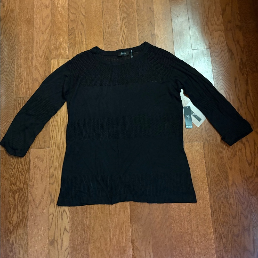 Cypress Classic Black Knit Mesh Block Sweater. Size Large. NWT